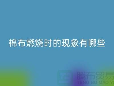 棉布燃燒時的現象有哪些原因與特點